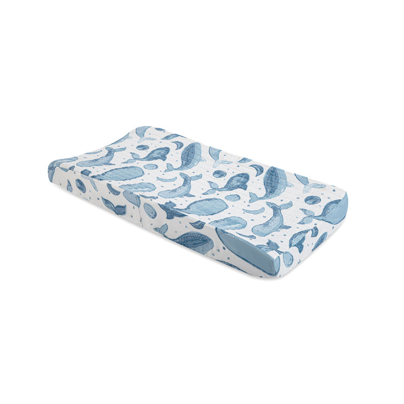 Whale Change Pad Cover, Fits Standard Size, 32" L, Soft and Durable, Crane Baby