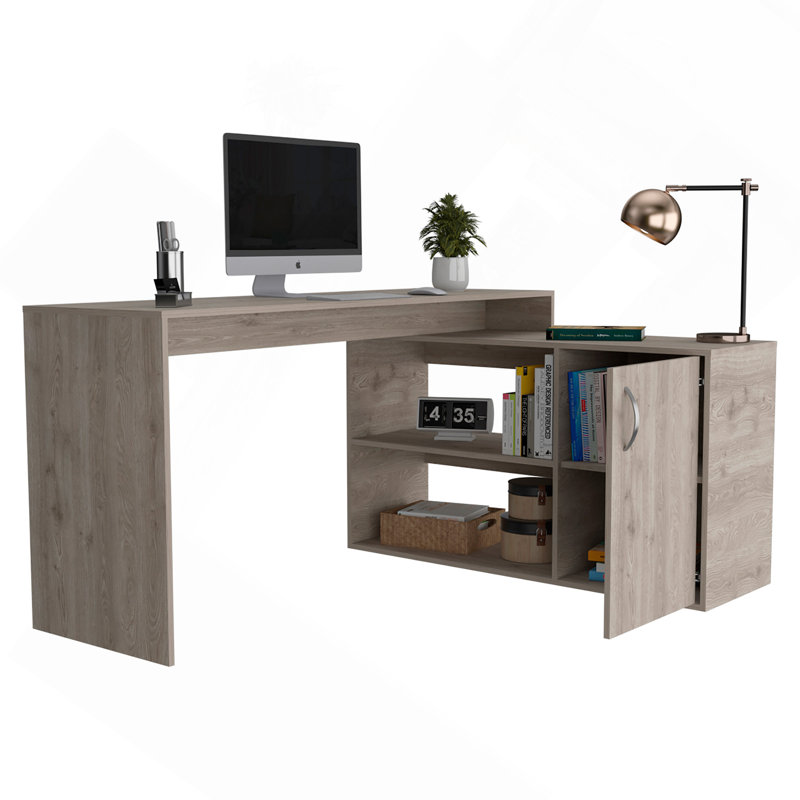 L-Shaped Desk Desti, Office, Light Gray, Light Gray