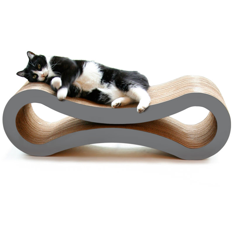 Charcoal Gray Recycled Cardboard Cat Scratcher Lounge