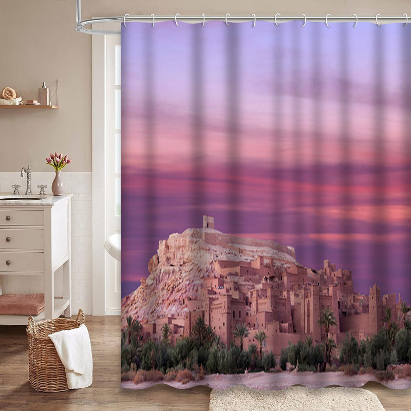 Rideau de douche marocain avec 12 crochets, 72" L x 78" W