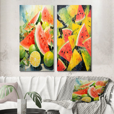 «Red Vibrant Melon Palette I», ensemble d'art mural sur toile Melon