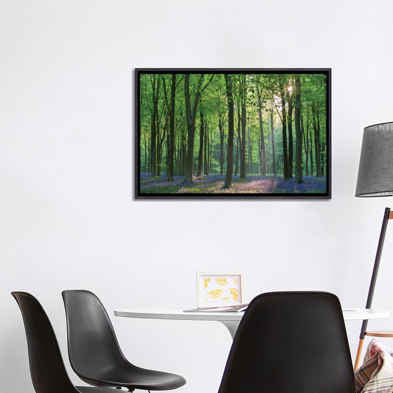 «Bluebell Forest II» par Adam Burton - reproduction de photo, H 26 po x l 40 po x P 1,5 po, Toile avec cadre noir patiné