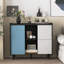 Buffet Buffet, armoire de rangement noire avec portes, 2 tiroirs au style de panneau unique-1538872918