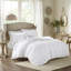 Housse de couette 4 pièces en microfibre blanche avec volants et boutons