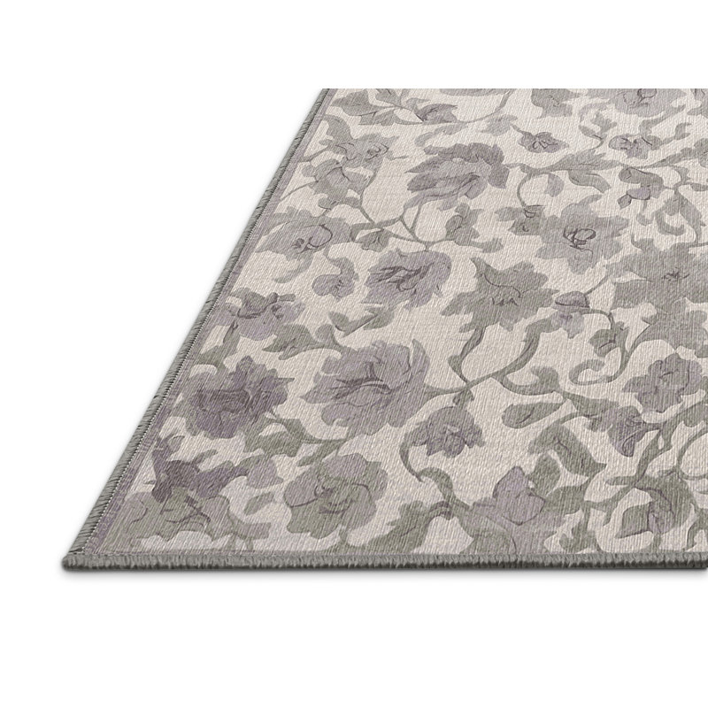 Machine Washable Gray Area Rug, Rectangle 7' x 10'
