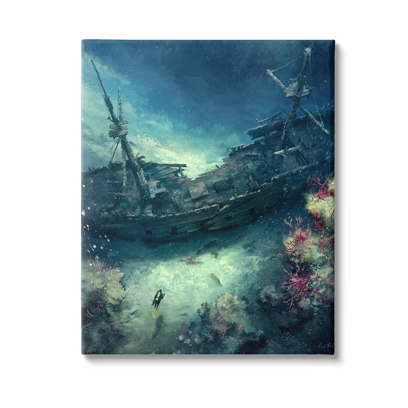 «Deep Sea Shipwreck», art mural sur toile, H 40 po x l 30 po