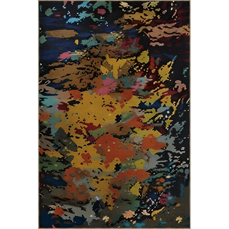 Multi Color Abstract Pattern Creative Modern Decorative Machine Washable Area Rug, Rectangle 3'3" x 4'11"