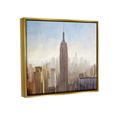 " Bustling New York Cityscape Distant Buildings Skyline " by Kim Allen Painting Print