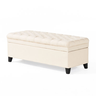 Tufted Storage Ottoman Bench, Upholstered Entryway Seating with Hidden Compartment, by Red Barrel Studio