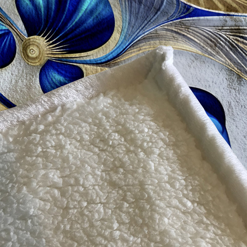 Throw Blanket, 68" W x 80" L, Floral/Abstract, Yellow/Blue/White