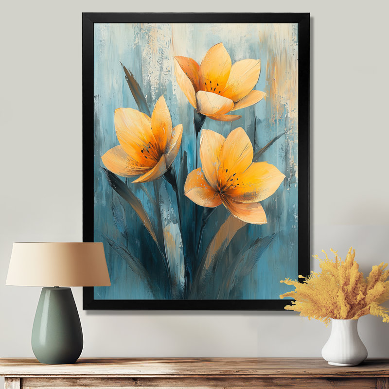 Henderson - Floral Canvas Art Print, H 40 po x l 30 po, Noir, noir, noir, noir, Reproduction encadrée d'une seule photo