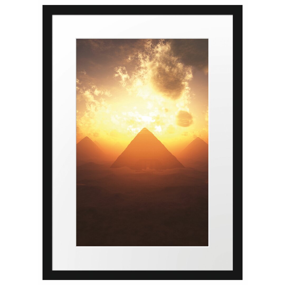 Gerahmtes Poster Pyramiden im Sonnenuntergang