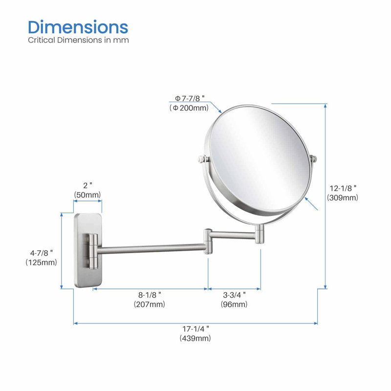 Circular Metal Round Wall Mirror, Brushed Nickel