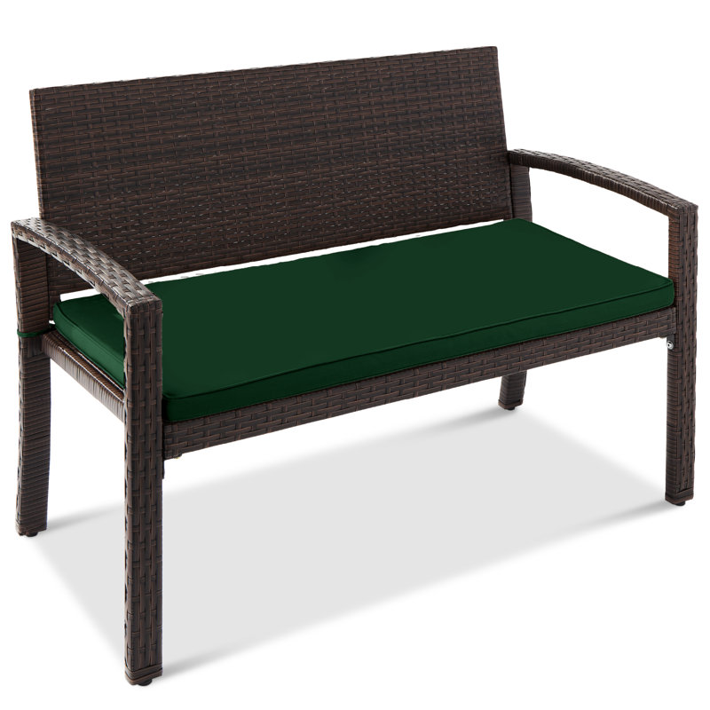  Banc d'extérieur en osier pour 2 personnes avec capacité de 700 lb - vert minuit / brun, Brun, Vert