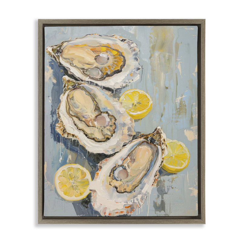  Oysters & Lemon Slices Canvas Wall Art by LSR Design Studio, H 31 po x l 25 po, Cadre flottant orme Montalcino