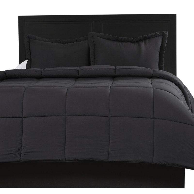 Ensemble d'édredon , Édredon pour lit simple + 1 taie décorative stan, Noir