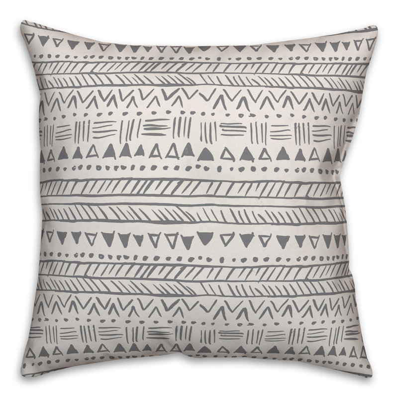 Throw Pillow, 18" x 18", Gray Geometric 6
