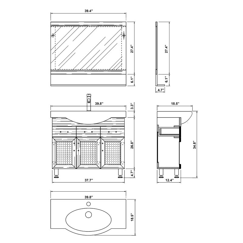 Miroir de salle de bain New Braunfels