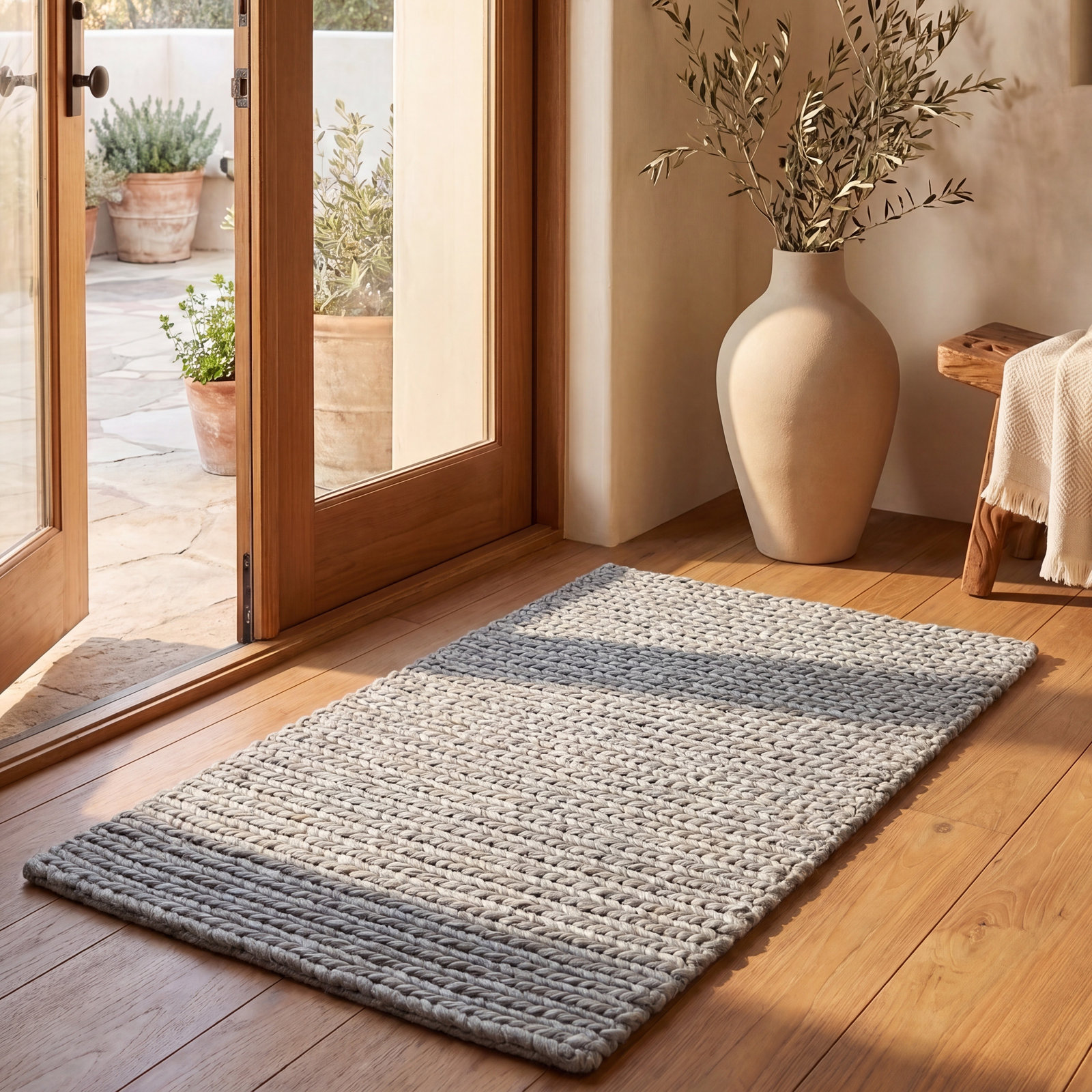 Ginseng Steel Hand-Woven Flatweave Rug, Rectangle 2' x 3'