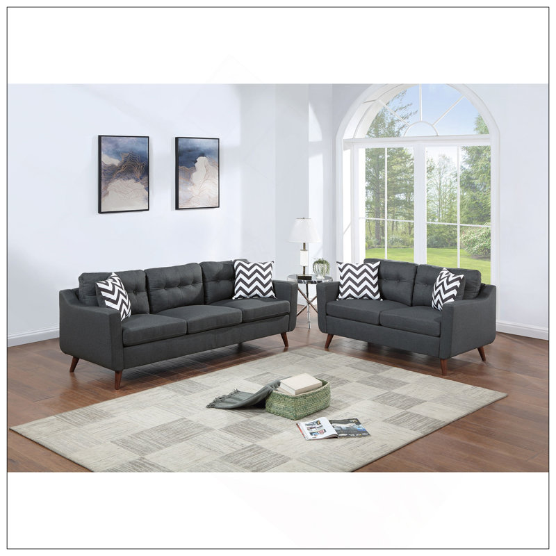 Ensemble de canapé moderne 2 pièces avec coussins et coussins capitonnés modernes, null