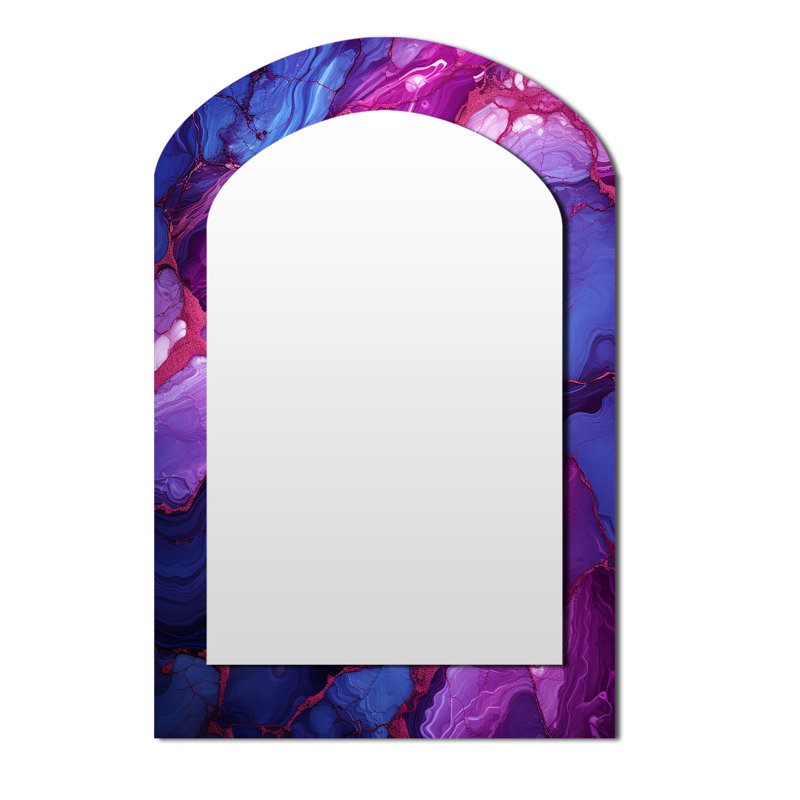 Miroir mural arqué bleu et mauve, 43 po x 33 po