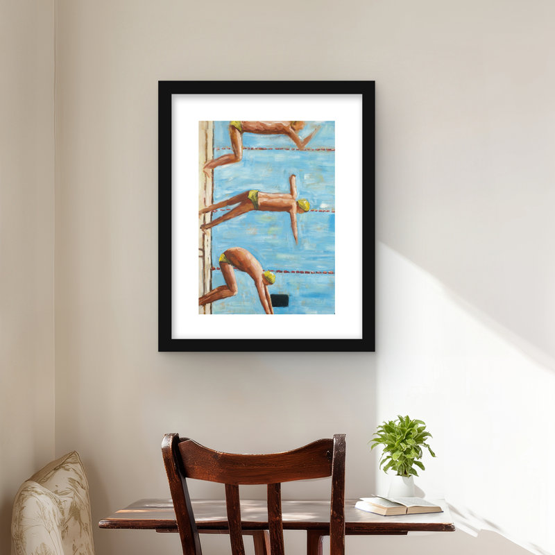 «Swimmers - Orange Man Cave», reproduction matte encadrée | Décoration intérieure