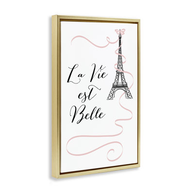 Cadre flottant Life Is Beautiful, phrase française, design par Martina Pavlova