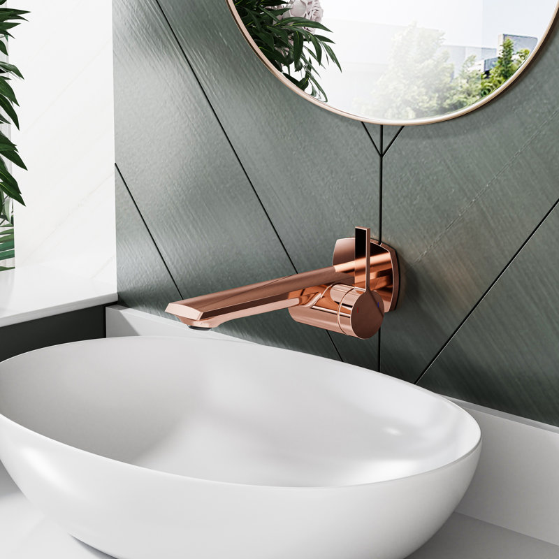 Wall Mounted Single Handle Bathroom Faucet, Rose Gold