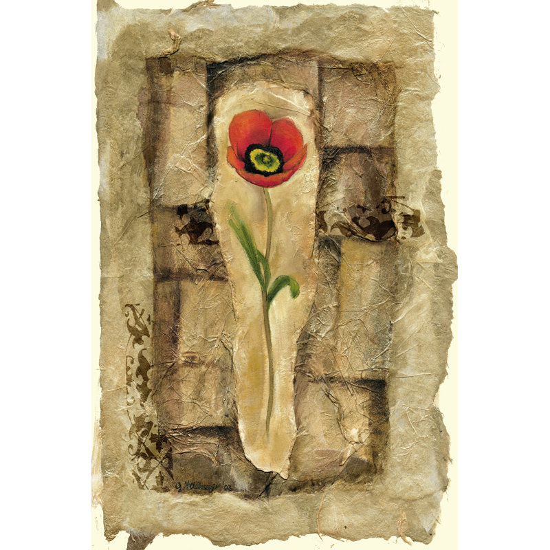 Gilded Poppy I - Wrapped Canvas Painting, 76cm H x 51cm W x 3.8cm D