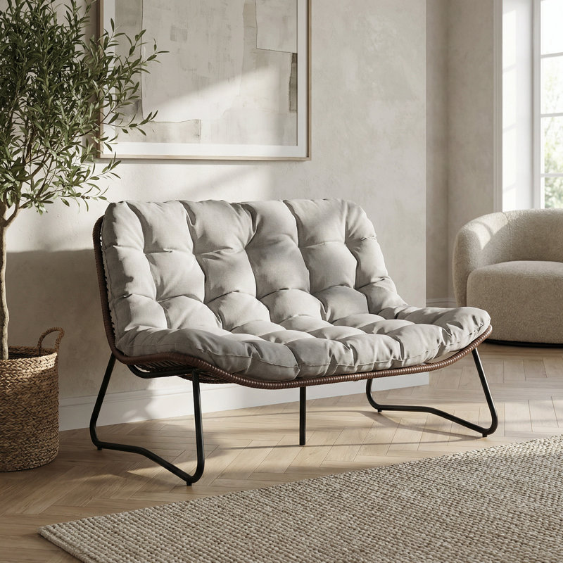 All-Weather Outdoor Loveseat Sofa with Thick Cushions and Gliding Motion for Patio Garden Balcony Backyard Seating