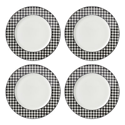 Lenox Gingham Black Dinner Plates, Set of 4
