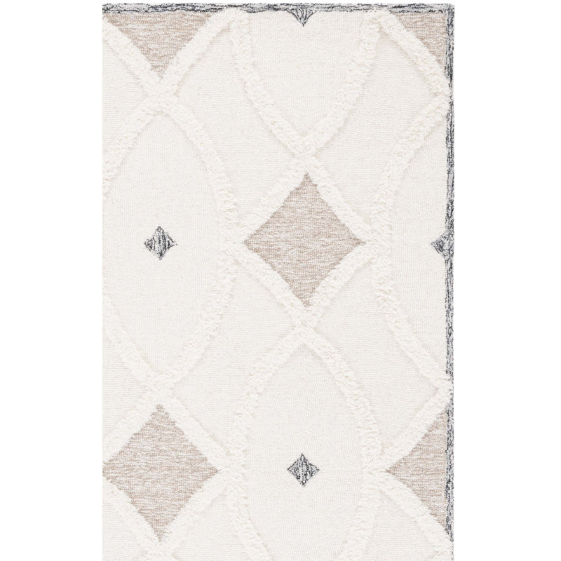 Tapis en laine / coton touffeté à la main Dalontae brun / ivoire, Rectangle 4 pi x 6 pi