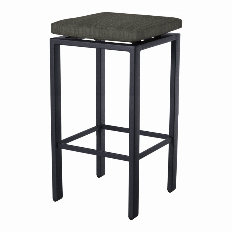 Aris Outdoor Bar Stool, Graphite, 31.25", Piazza Mist