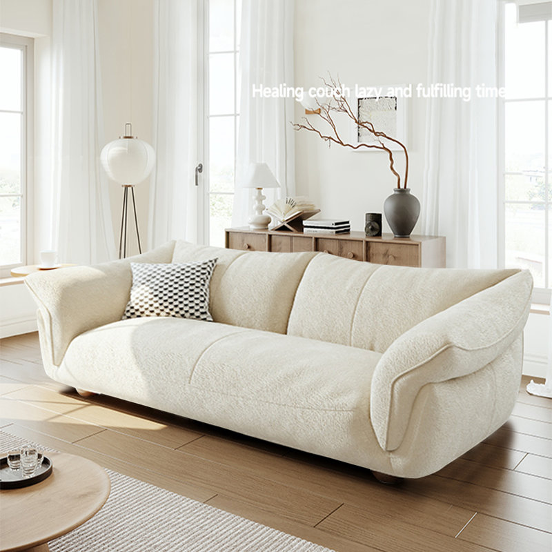 Canapé-lit blanc en chenille standard, 31.5" H x 74.8" W x 39.37" D