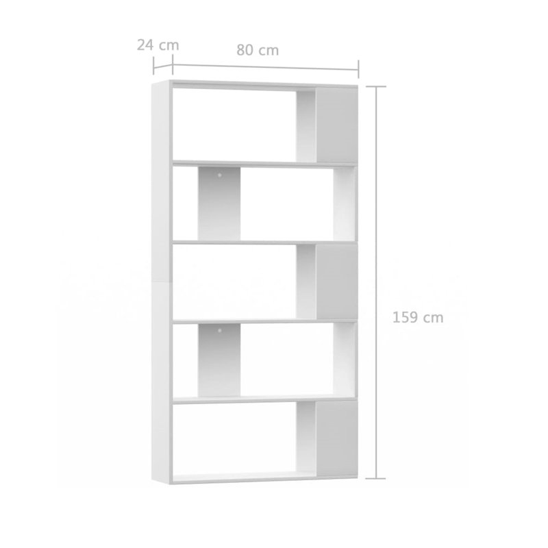 Aleccia 159cm H Bookcase, 159cm H x 80cm W x 24cm D, White