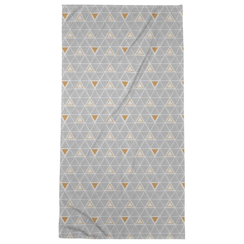 Serviette de plage classique à motif de triangles dessinés à la main, Gris / Orange