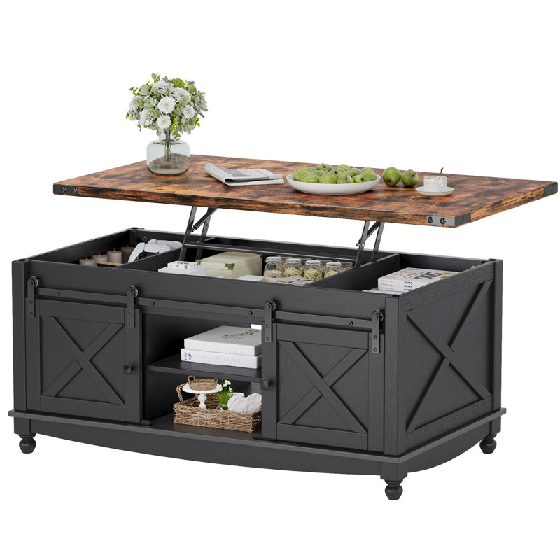 Table basse Givens Farmhouse, Brun rustique / noir