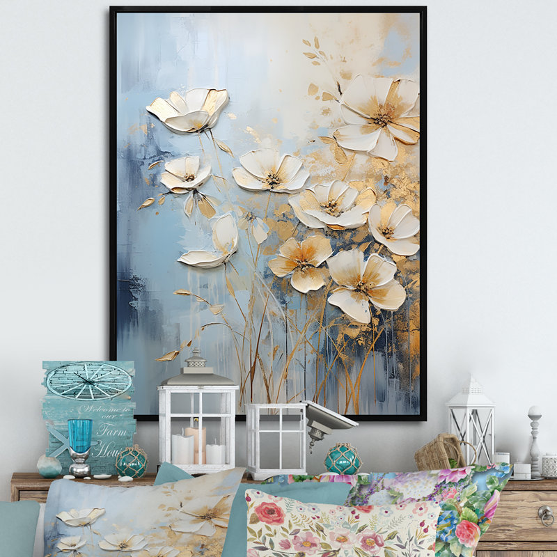 «Wildflowers Botanical Beauty IV», reproduction sur toile, Cadre flottant noir, H 20 po x l 12 po x P 1 po