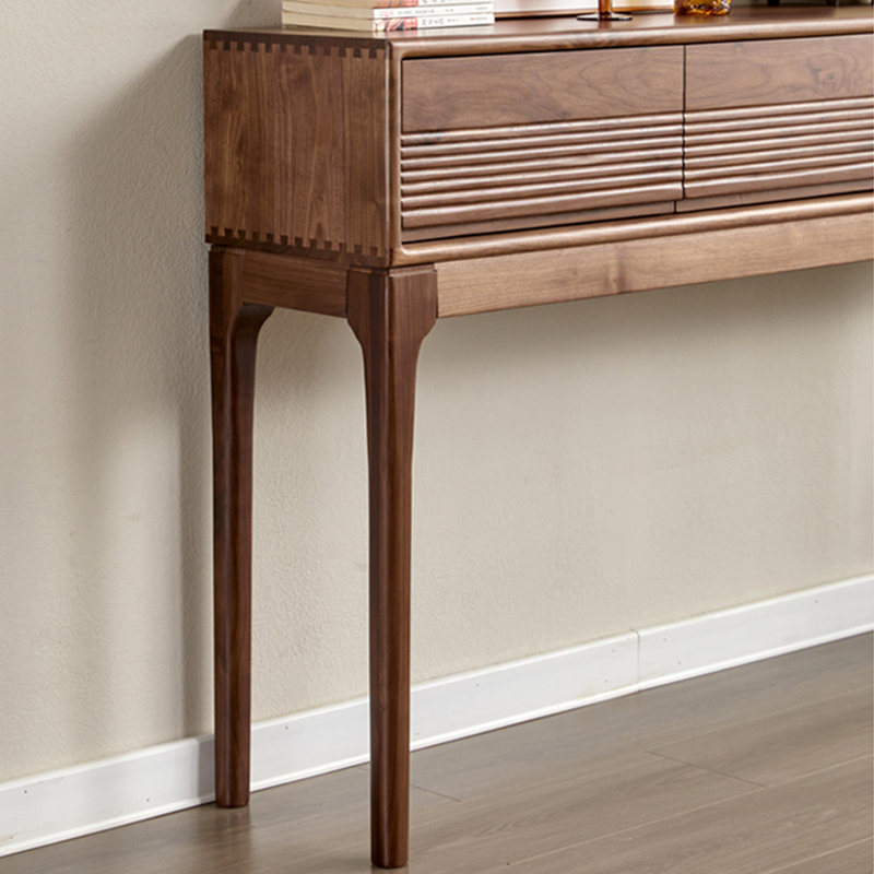 Console d'entrée en bois de noyer de style nordique, H 35,4 po x l 62,9 po x P 12,6 po