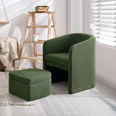 Fauteuil demi-tonneau rembourré moderne avec rangement Ottonman