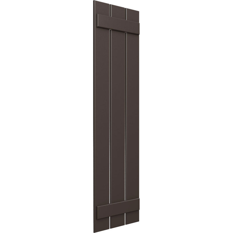 Volets en PVC True Fit à trois planches espacées, Brun raisin, H 64 po x l 17,125 po x P 0,625 po