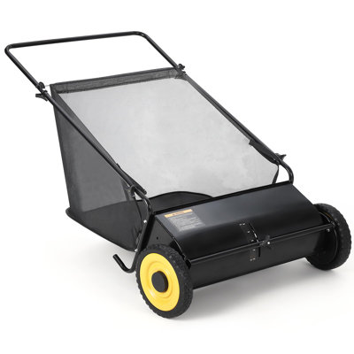 Push Lawn Sweeper, 21-Inch with 4 High-Speed Brushes, Heavy-Duty Steel Frame & Large 3.5 Cu. Ft Hopper Bag for Yard and Leaf Cleanup