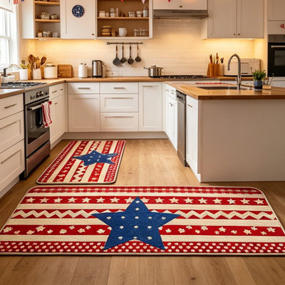  Ensemble de 2 tapis de cuisine en velours de cristal renforcé de caoutchouc pour un usage domestique qui absorbe l'eau et l'huile