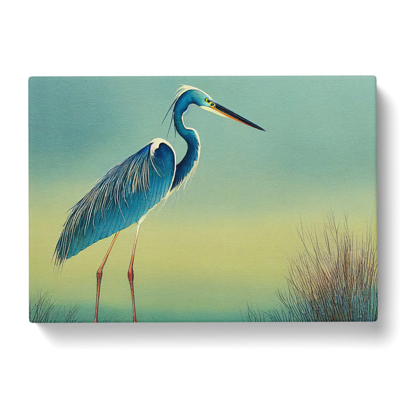 Watercolour Heron Bird Vol.2 - Wrapped Canvas, 35cm H x 50cm W x 3cm D