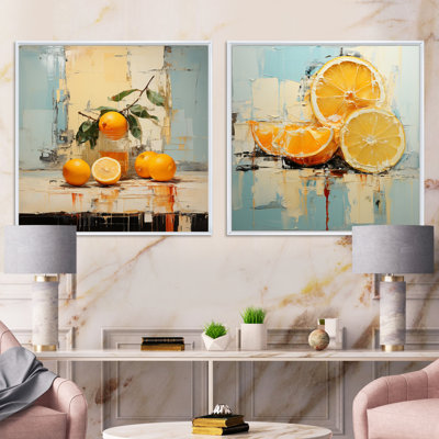 Tangerine Tangibility Orange Fruit - Fruits Square Collage Set Of 2