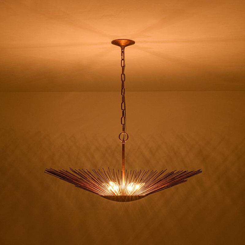 Lustre à 6 lumières Art Deco Vintage