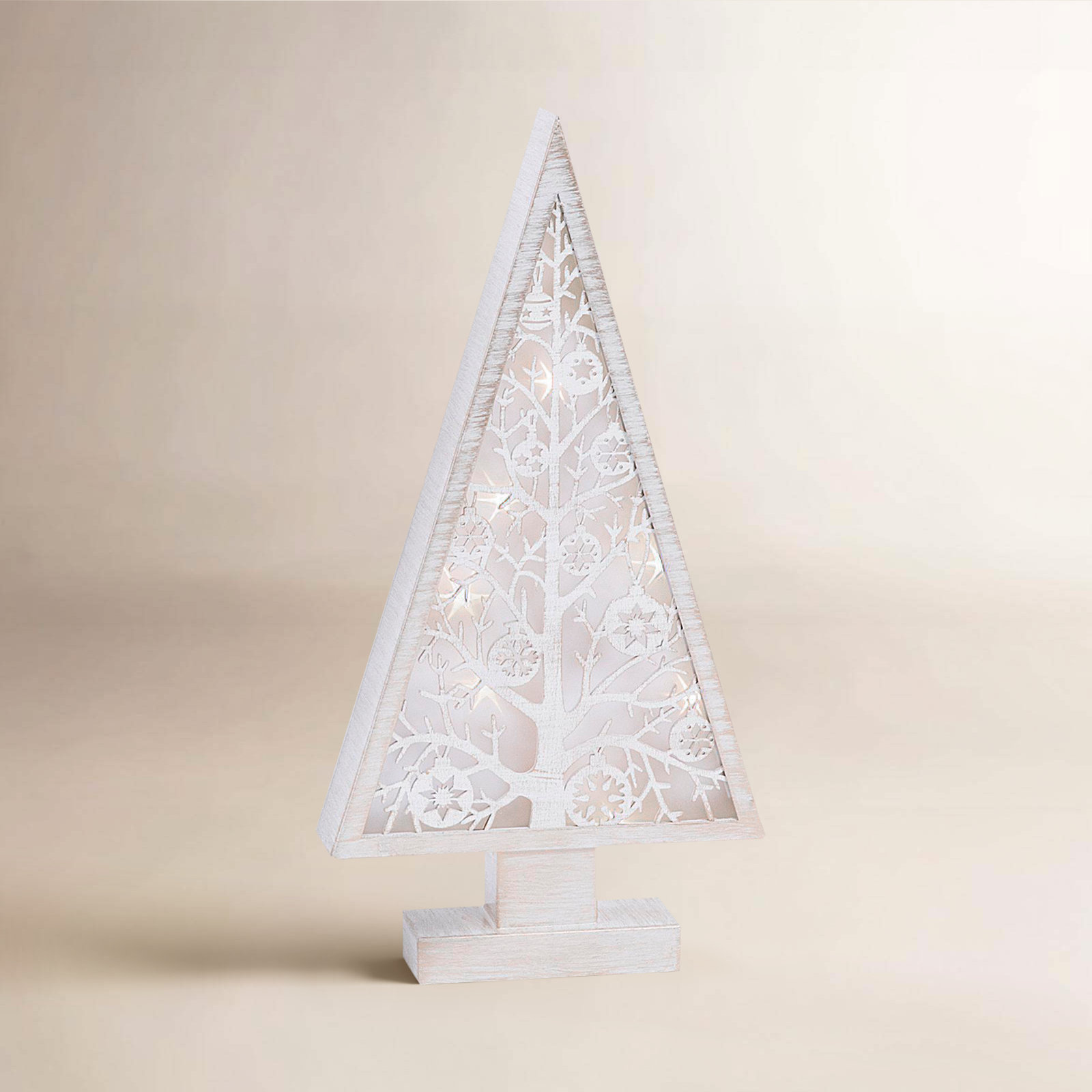Lighted Metal and Laser Cut Wood Tree 16"H