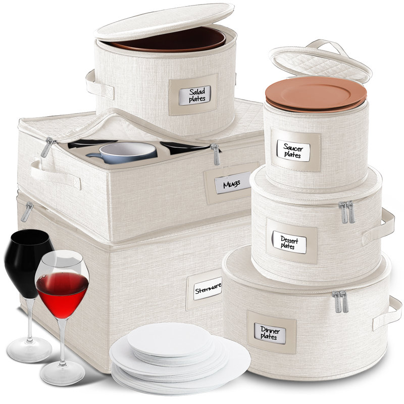 Ensemble de rangement pour vaisselle 6 pièces, Beige