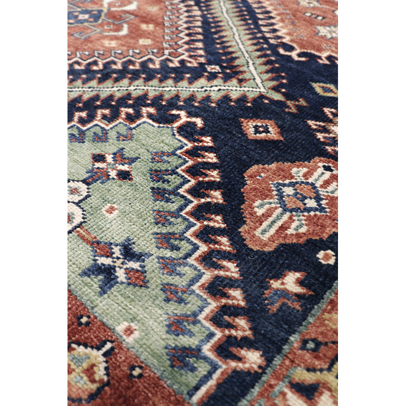 Kazak Hand Knotted Wool Oriental Area Rug in Navy