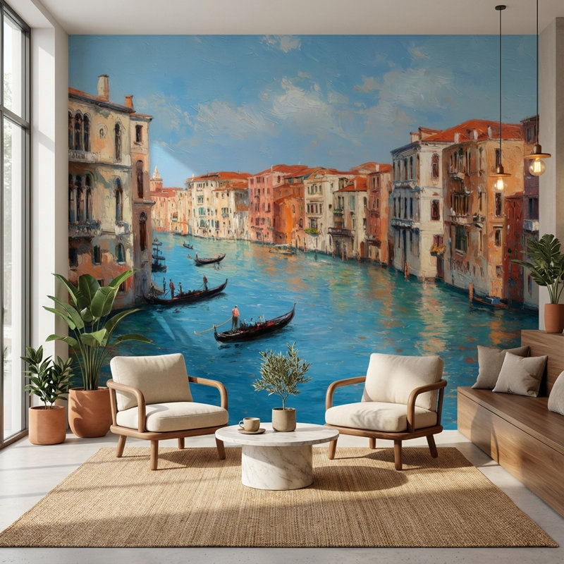 Papier peint double rouleau Venise, Non tissé, 120 po x 96 po